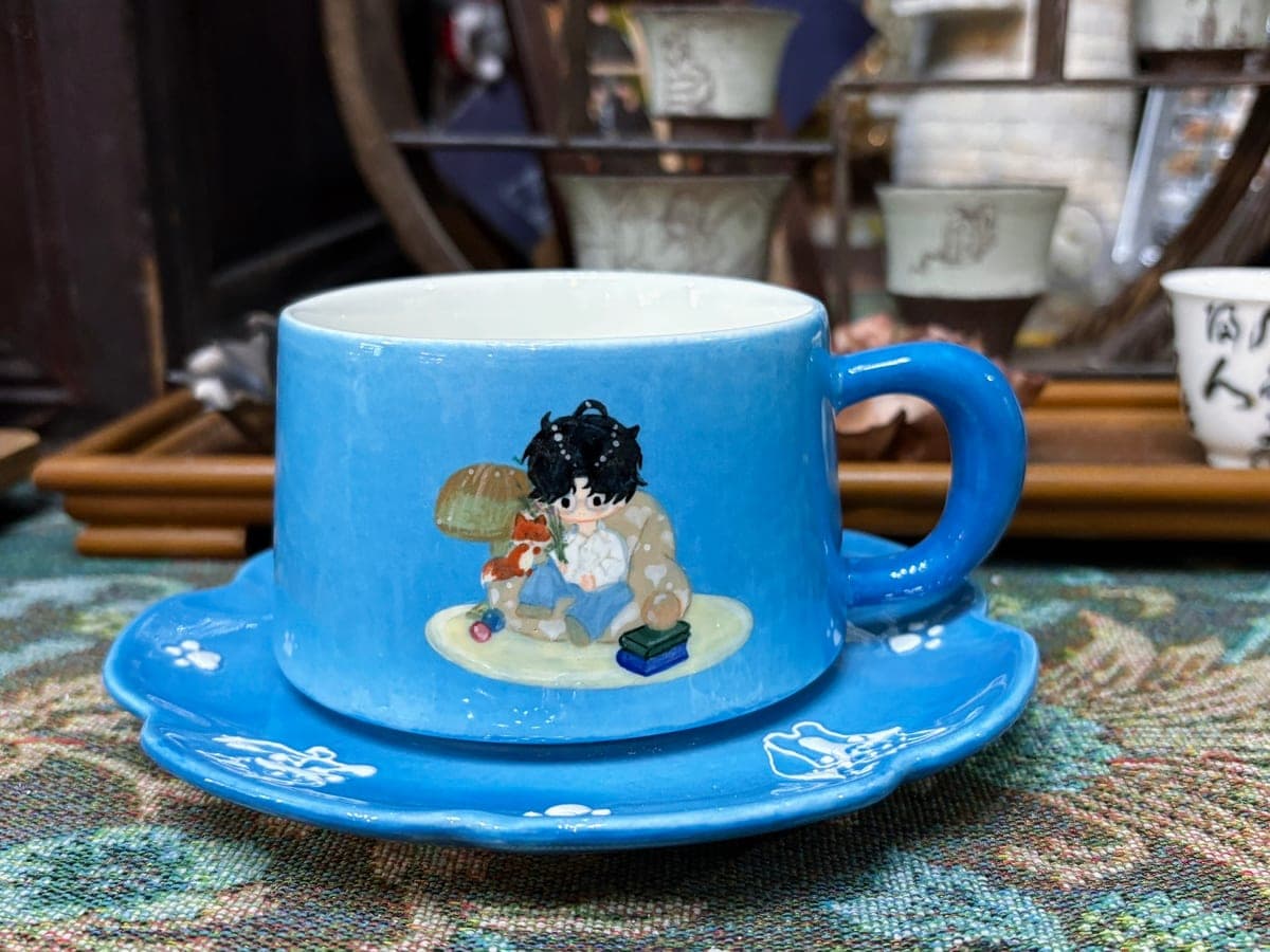 Blue Cup & Saucer — Storybook Portrait