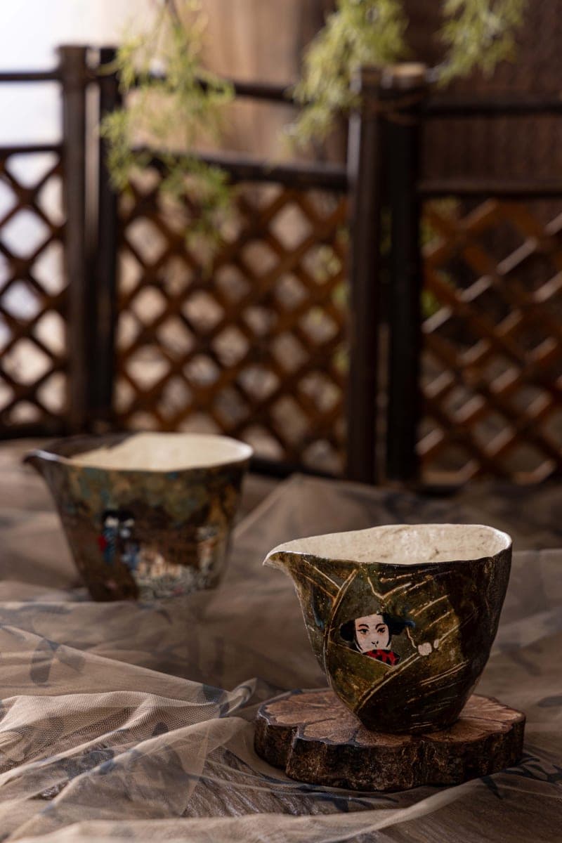 Artisan Fair Cup Pair — Leaf Peek Motif