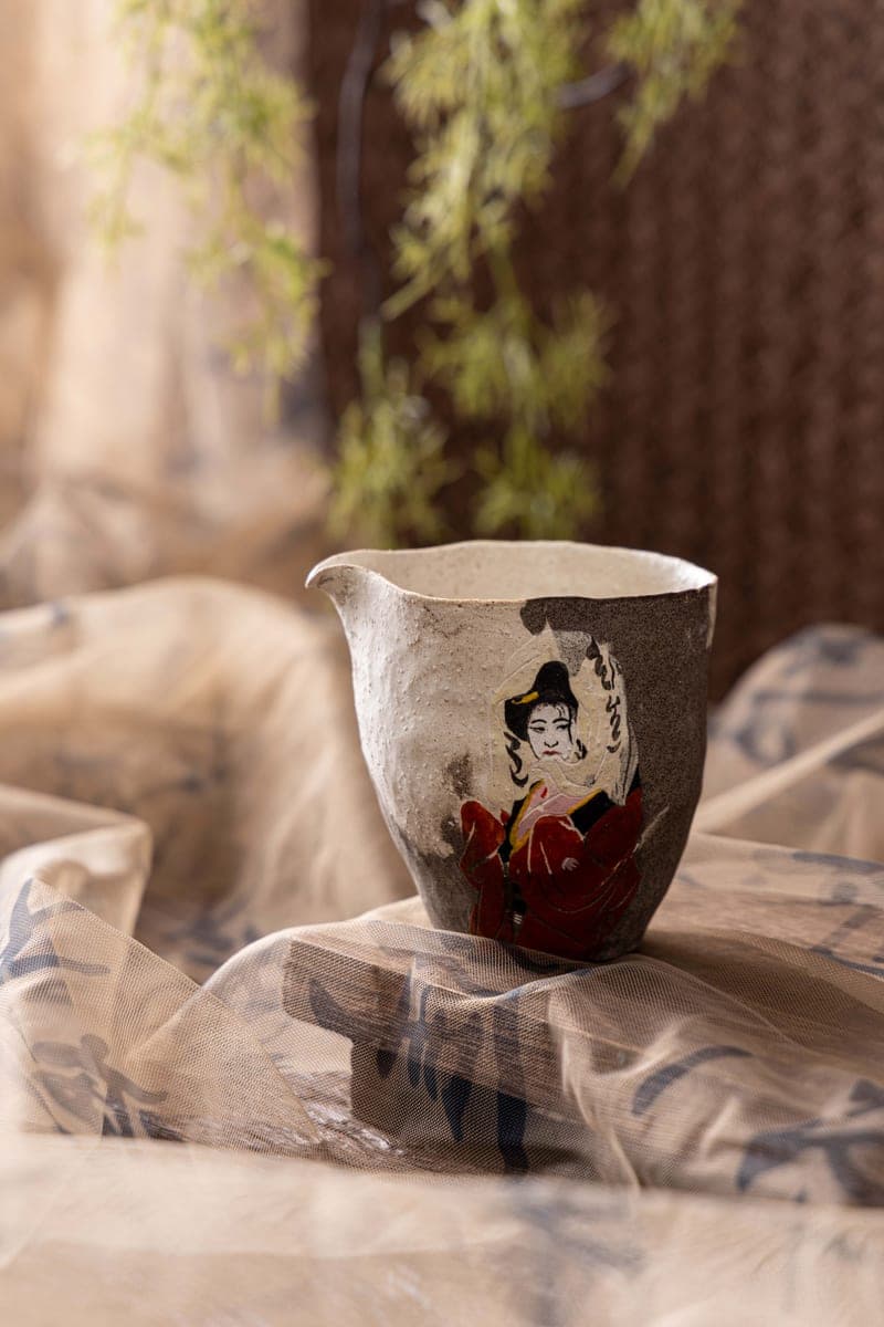 Artisan Fair Cup — Crimson Kimono Portrait